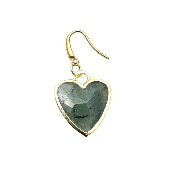 Womens Labradorite Gemstone Heart Gold Plated Earrings Pierced Chandelier - Picture 5 of 6